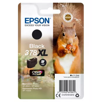 Epson Squirrel Einzelpackung Schwarz 378XL Claria Photo HD Tinte, hohe (XL) Reichweite, Schwarz, Pigmenttinte, 11,2 ml, 1 Stück, 500 Seiten