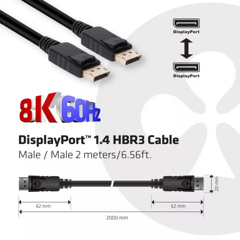 CLUB3D DisplayPort 1.4 HBR3 Kabel 2m/6.56ft M/M 8K60Hz