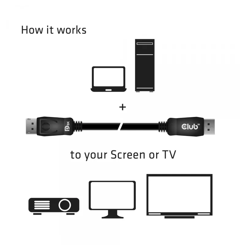 CLUB3D DisplayPort 1.4 HBR3 Kabel 2m/6.56ft M/M 8K60Hz