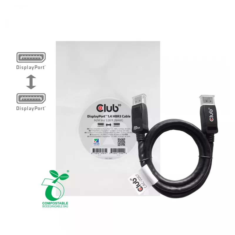 CLUB3D DisplayPort 1.4 HBR3 Kabel 1m/3,28ft Stecker/Stecker 8K60Hz