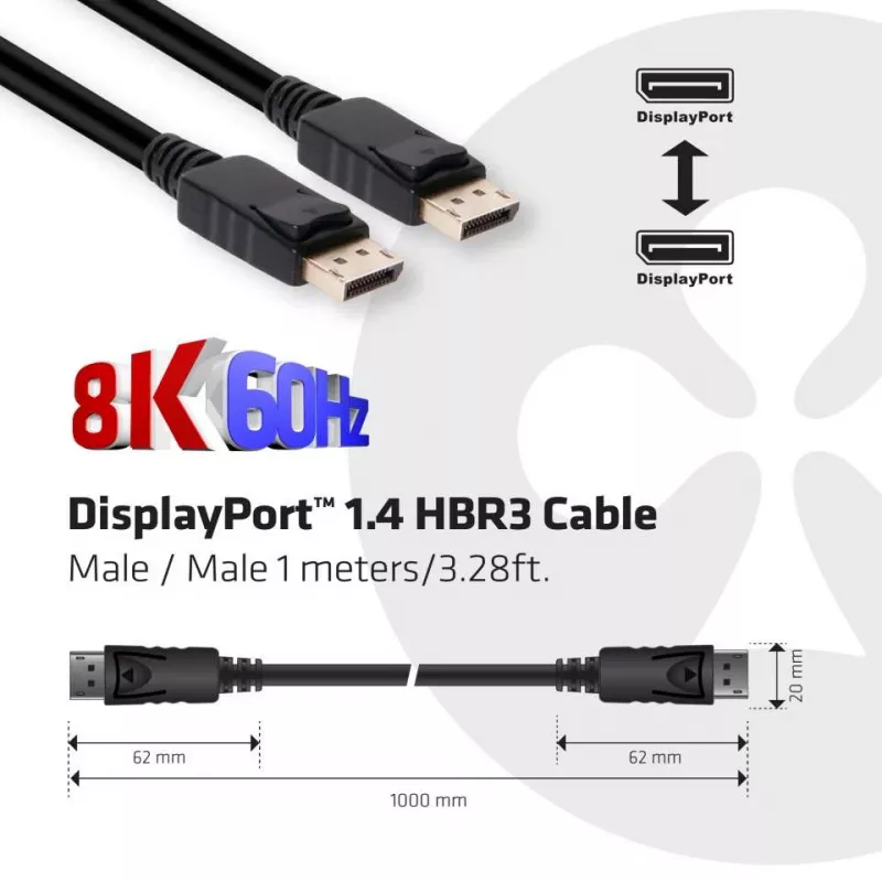 CLUB3D DisplayPort 1.4 HBR3 Kabel 1m/3,28ft Stecker/Stecker 8K60Hz