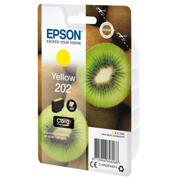 Epson Kiwi Einzelpack Gelb 202 Claria Premium Ink, Standard-Reichweite, Gelb, pigmentbasierte Tinte, 4,1 ml, 1 Stk., 300 Seiten