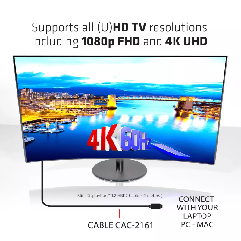 CLUB3D Mini DisplayPort 1.2 HBR2 Kabel M/M 2m/6,56ft 4K60Hz