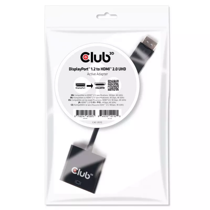 Aktiver Adapter DisplayPort 1.2 auf HDMI 2.0 CLUB3D CAC-2070