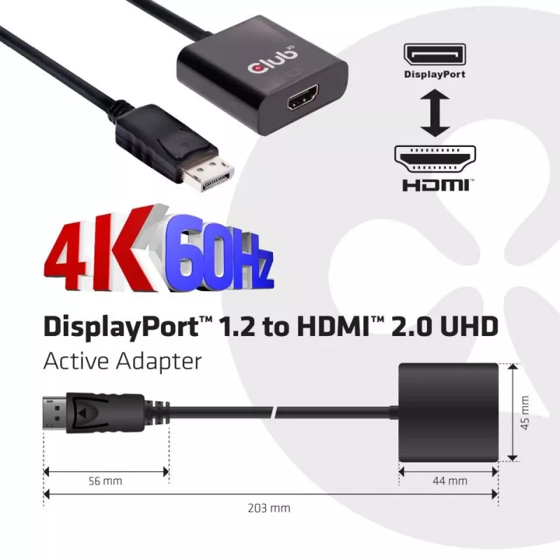 Aktiver Adapter DisplayPort 1.2 auf HDMI 2.0 CLUB3D CAC-2070