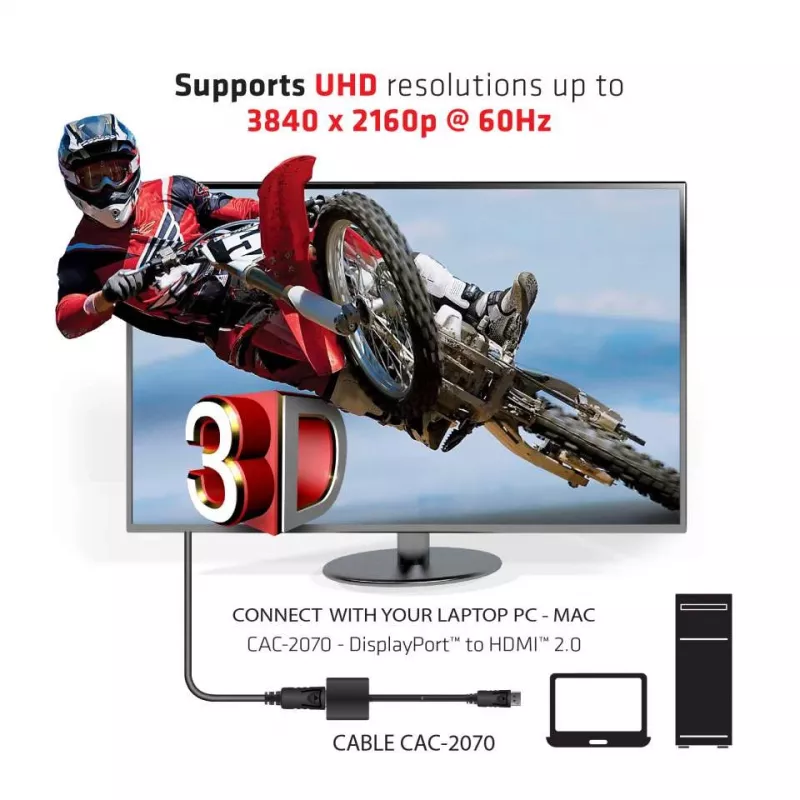 Aktiver Adapter DisplayPort 1.2 auf HDMI 2.0 CLUB3D CAC-2070