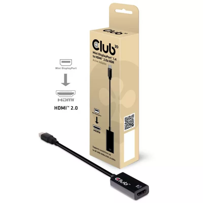 CLUB3D Mini DisplayPort 1.4 auf HDMI 2.0b HDR Aktivadapter
