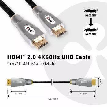 CLUB3D HDMI 2.0 4K60Hz UHD-Kabel 5m/16.4ft