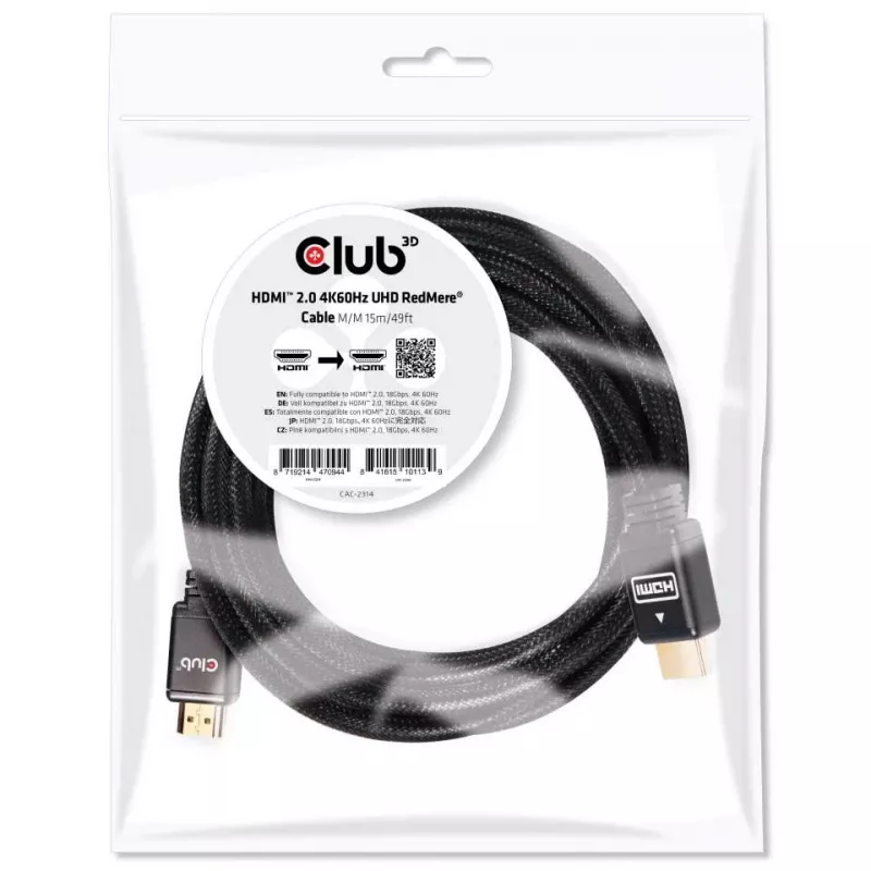 CLUB3D HDMI 2.0 4K60Hz RedMere Kabel 15m/49,2ft
