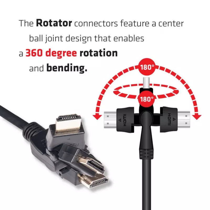 CLUB3D HDMI 2.0 4K60Hz UHD 360-Grad-Drehkabel 2m/6,74ft