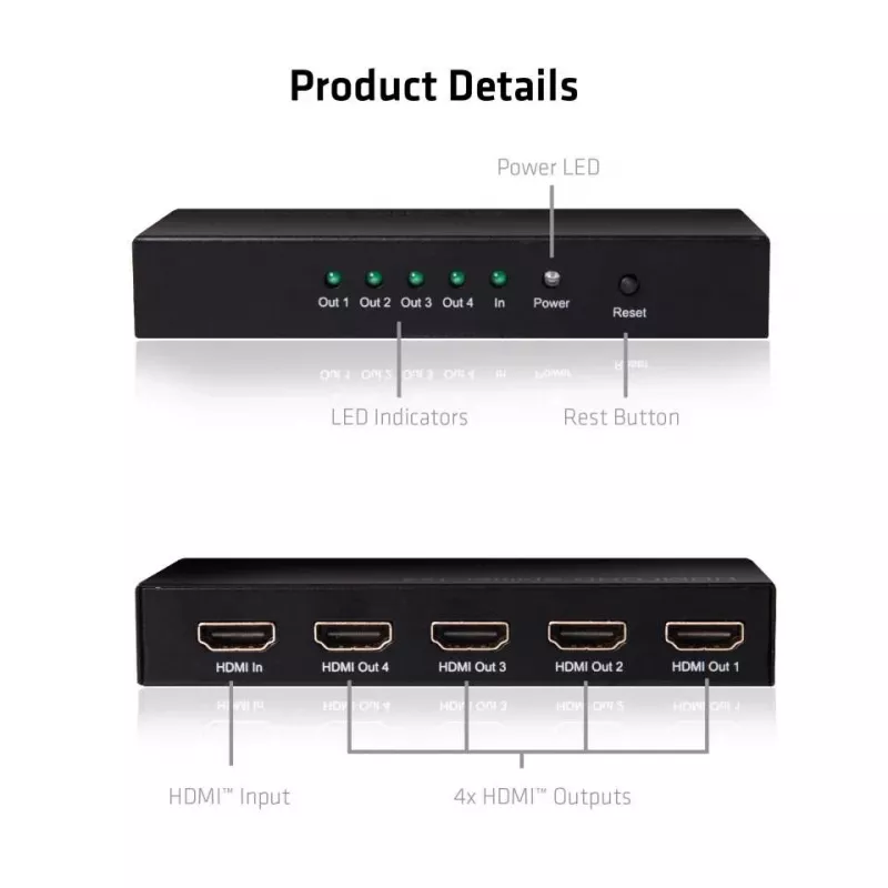 CLUB3D HDMI™ 4K@60Hz UHD Splitter AC Power 4 Ports