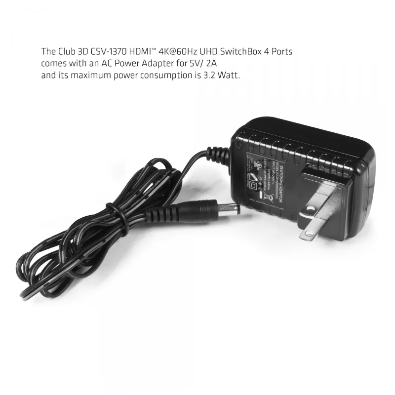 CLUB3D HDMI™ 2.0 UHD 4K60Hz SwitchBox 4 Ports mit IR-Fernbedienung