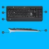 Kabelloses Tastatur- und Maus-Set Logitech MK540 Advanced – Full-Size-QWERTZ-Tastatur, USB-Empfänger, US-Layout, ergonomische Maus, Schwarz/Weiß