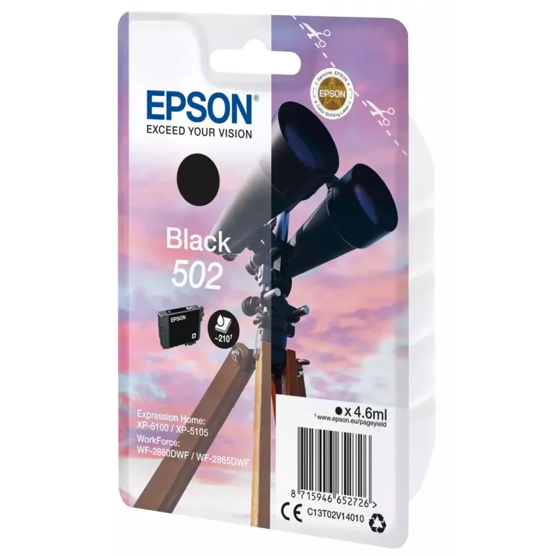 Patrone Epson 502 schwarz T02V1 C13T02V14010