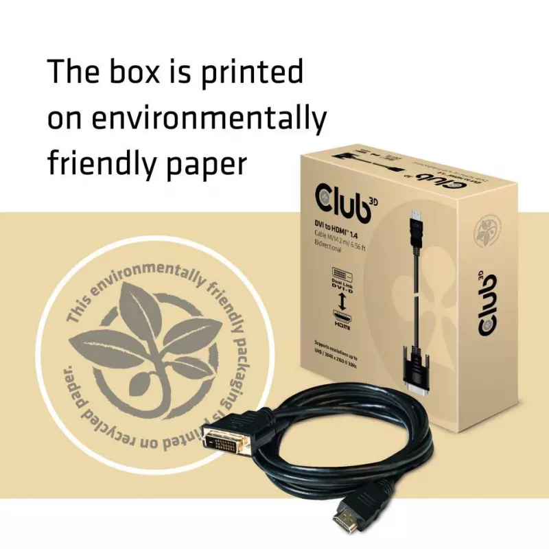 CLUB3D DVI auf HDMI 1.4 Kabel M/M 2m/6,56ft bidirektional