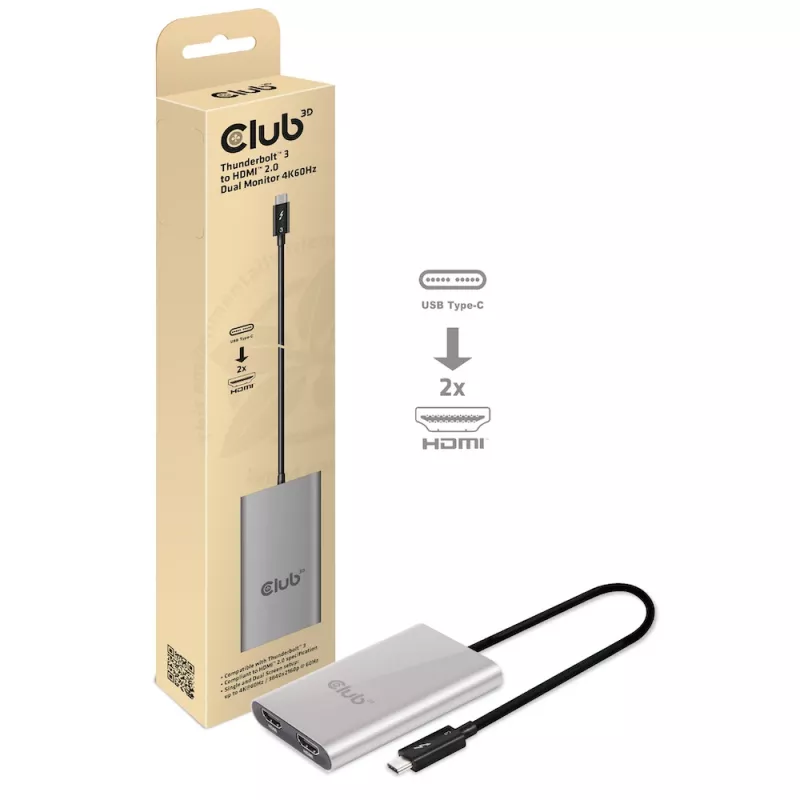 Adapter CLUB3D Thunderbolt 3 auf Dual HDMI 2.0