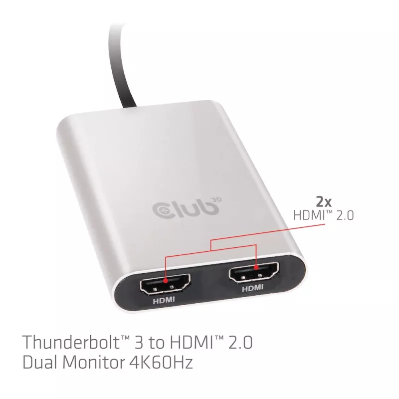 Adapter CLUB3D Thunderbolt 3 auf Dual HDMI 2.0