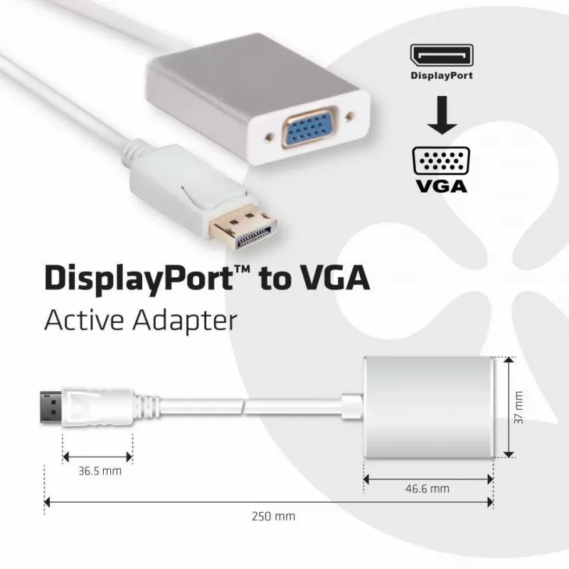 Aktiver Adapter DisplayPort auf VGA CLUB3D CAC-2003