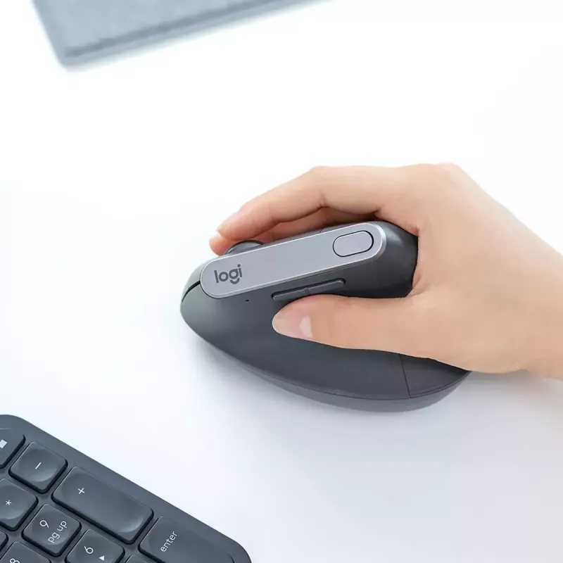 Ergonomische kabellose Maus Logitech MX Vertical, MX Vertical, 4000 DPI, RF Wireless + Bluetooth, rechtshändig, Graphit, Bürogebrauch