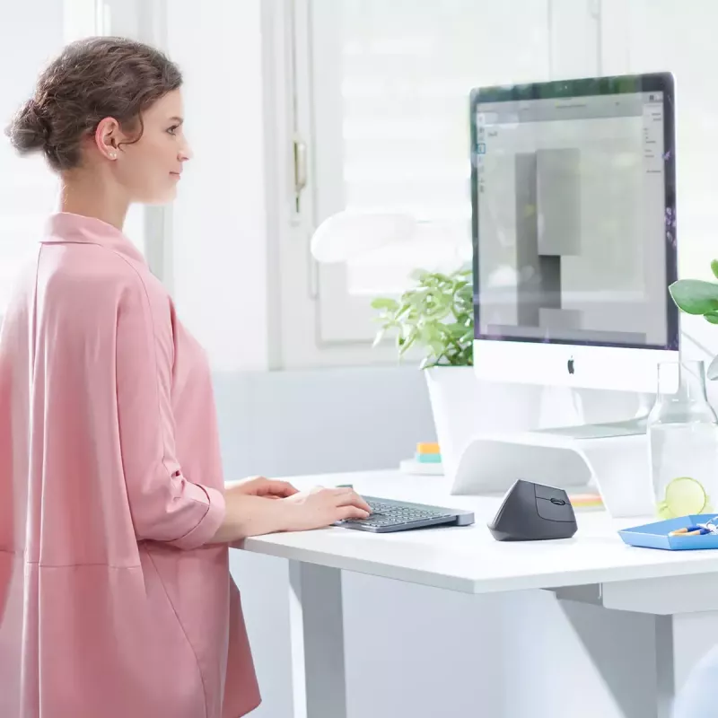 Ergonomische kabellose Maus Logitech MX Vertical, MX Vertical, 4000 DPI, RF Wireless + Bluetooth, rechtshändig, Graphit, Bürogebrauch