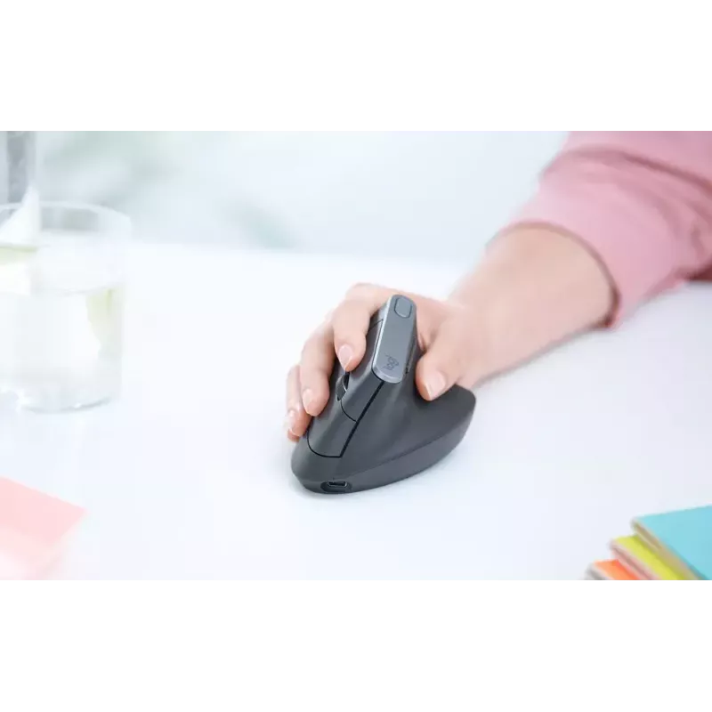 Ergonomische kabellose Maus Logitech MX Vertical, MX Vertical, 4000 DPI, RF Wireless + Bluetooth, rechtshändig, Graphit, Bürogebrauch