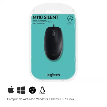 Maus Logitech B110 Silent Kabelgebunden USB Schwarz