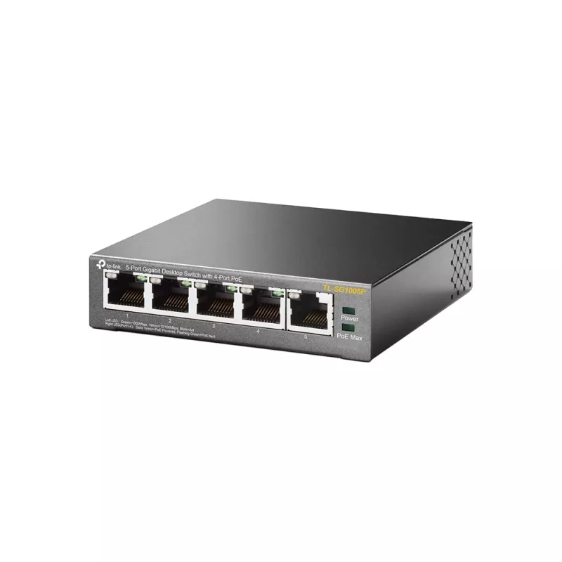 TP-Link 5-Port Gigabit Desktop PoE Switch mit 4 Ports, Unmanaged, Gigabit Ethernet (10/100/1000), Power over Ethernet (PoE)