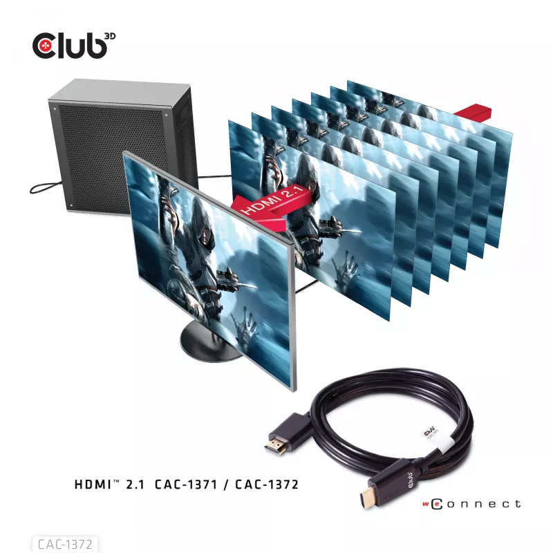 CLUB3D Ultra High Speed HDMI 4K120Hz, 8K60Hz zertifiziertes Kabel 48 Gbit/s M/M 2 m
