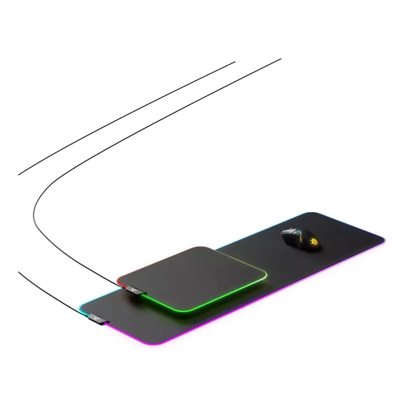 Gaming-Mauspad STEELSERIES QcK Prism Cloth XL — Tuchoberfläche, 900×300 mm, 4 mm Dicke, RGB-Hintergrundbeleuchtung