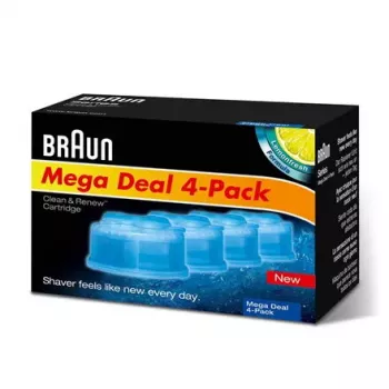 BRAUN CCR4 3+1 Kartuschen-Nachfüllungen für das Clean&Renew Reinigungs- und Ladungssystem, Packung mit drei Nachfüllungen plus einer zusätzlichen