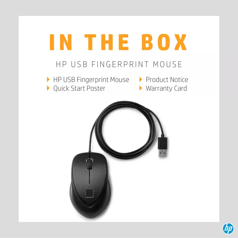 HP USB-Fingerabdruckmaus, beidhändig, USB Type-A, schwarz