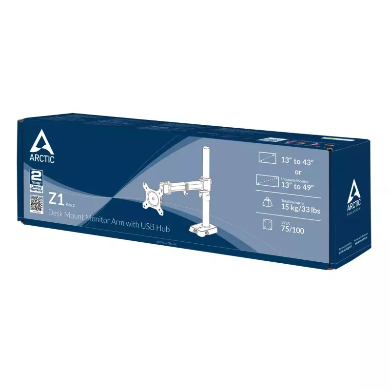 ARCTIC Z1 (Gen 3) - Monitorarm zur Tischmontage mit USB-Hub