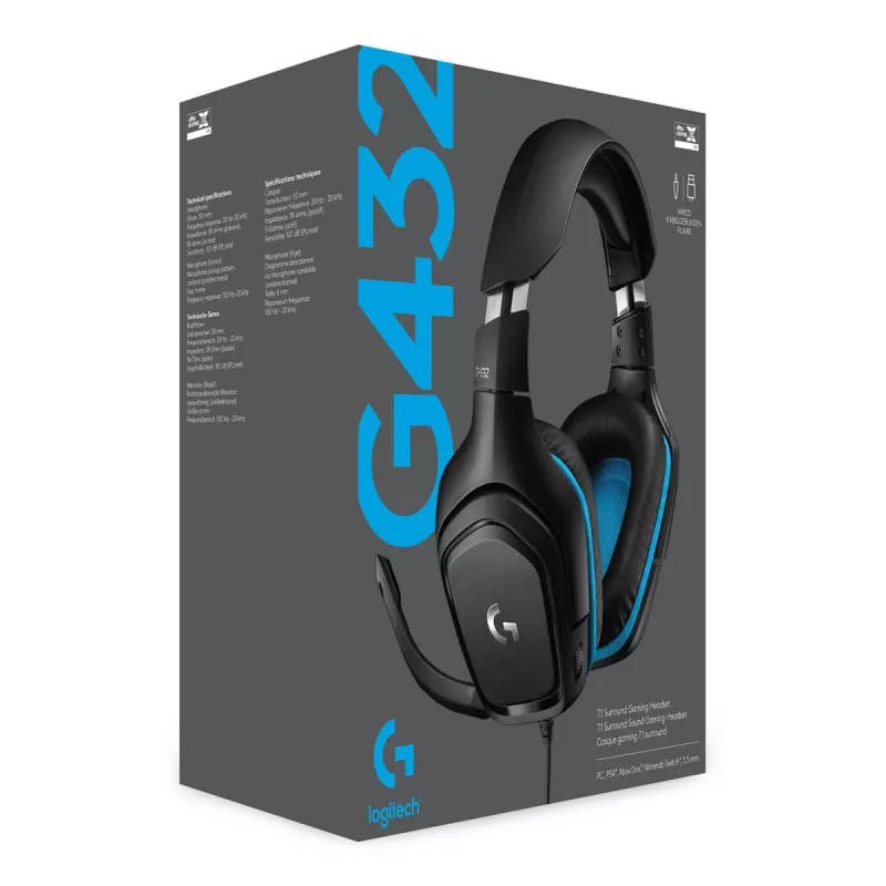 LOGITECH G432 - USB / 3.5mm - Game-Headset - 7.1 Surround - Blau