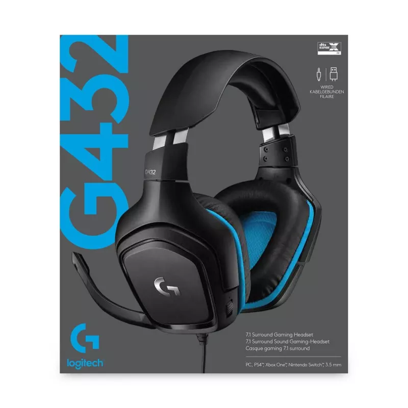 LOGITECH G432 - USB / 3.5mm - Game-Headset - 7.1 Surround - Blau