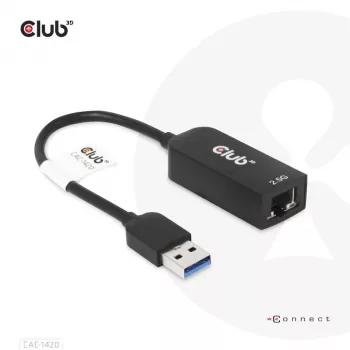 CLUB3D USB 3.2 Gen1 Typ A-zu-RJ45 2.5Gbps Adapter