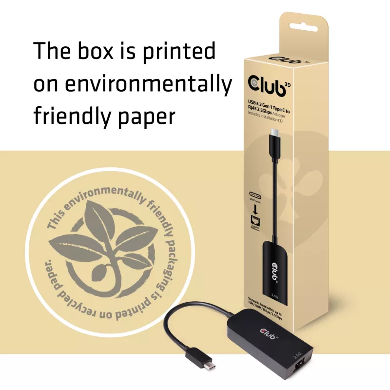 CLUB3D USB 3.2 Gen1 Type-C auf RJ45 2.5Gbps Adapter