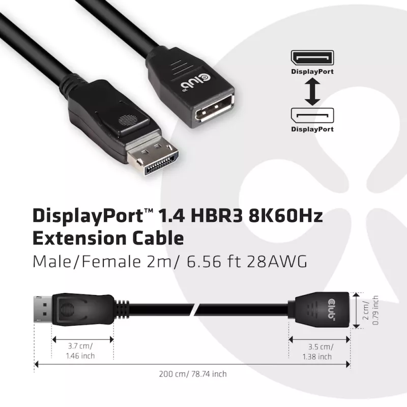 CLUB3D DisplayPort 1.4 HBR3 Verlängerungskabel 8K60Hz M/F 2m