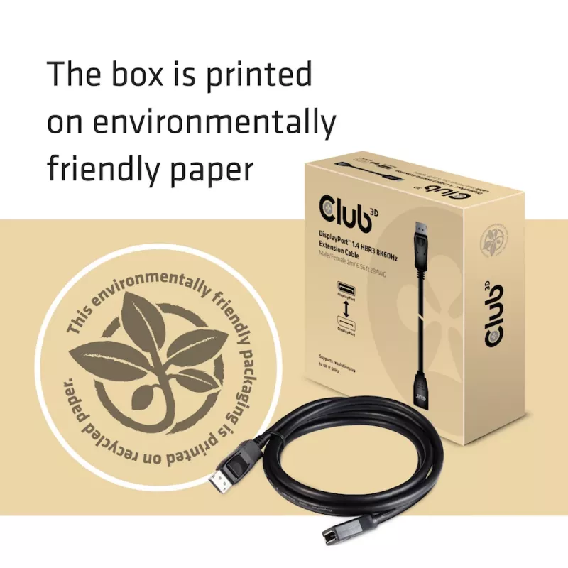 CLUB3D DisplayPort 1.4 HBR3 Verlängerungskabel 8K60Hz M/F 2m