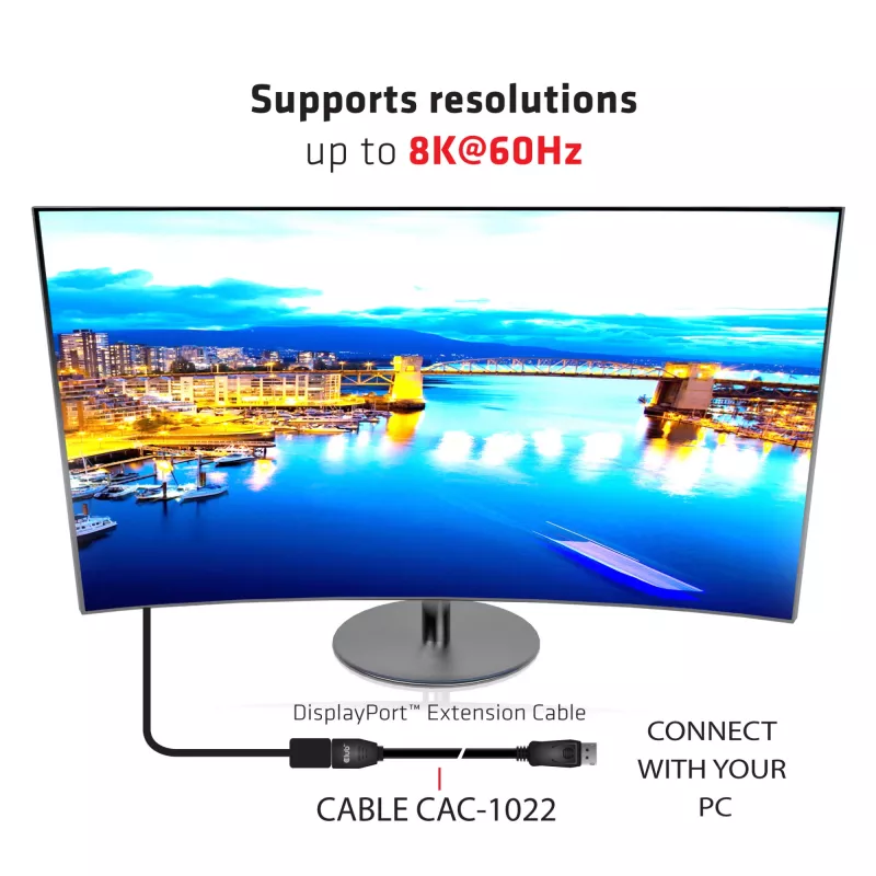 CLUB3D DisplayPort 1.4 HBR3 Verlängerungskabel 8K60Hz M/F 2m