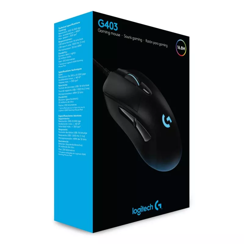 LOGITECH G403 Hero Gaming-Maus USB Schwarz EWR2