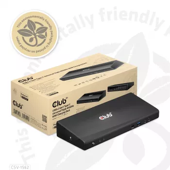 CLUB3D CSV-1562 ist eine USB3.2 Gen1 Type-C Universal Triple 4K30Hz Lade-Dockingstation und DisplayLink® zertifiziert. Die universelle Lade-Dockingstation