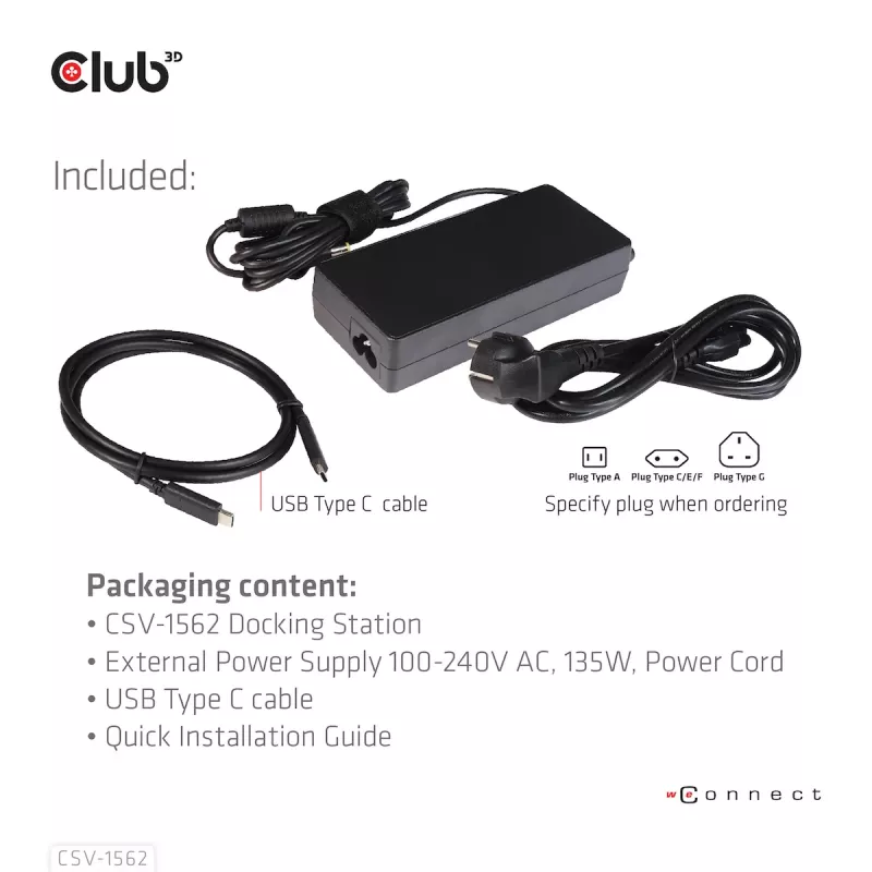 CLUB3D CSV-1562 ist eine USB3.2 Gen1 Type-C Universal Triple 4K30Hz Lade-Dockingstation und DisplayLink® zertifiziert. Die universelle Lade-Dockingstation