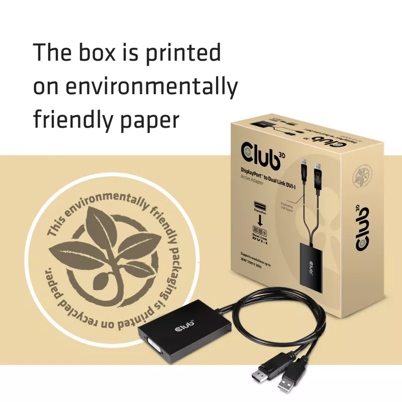 CLUB3D DisplayPort auf Dual Link DVI-D HDCP ON Version aktiver Adapter M/F