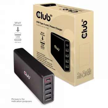 CLUB3D USB Typ A und C Power Charger, 5 Ports bis zu 111 W