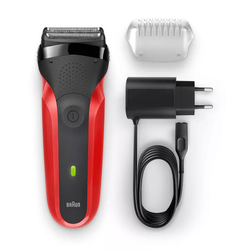 Braun Series 3 300s Folienrasierer Trimmer Schwarz, Rot
