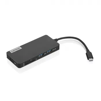 Lenovo GX90T77924 Dockingstation — USB-C-Hub mit HDMI 1.4, 2×USB-A 3.2 Gen1, USB‑2.0, microSD-Kartenleser, grau
