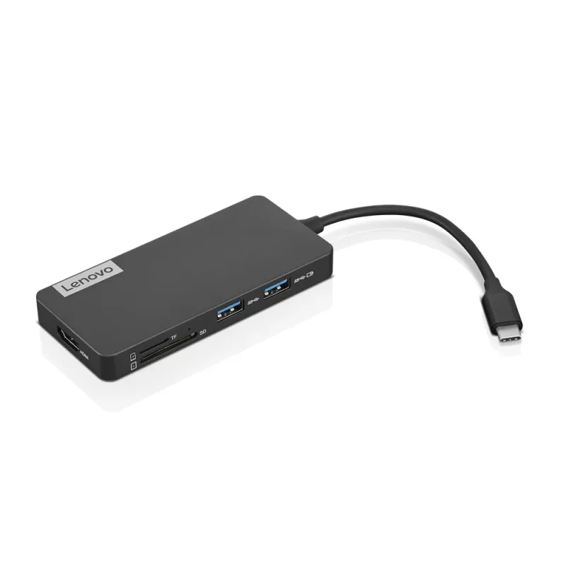 Lenovo GX90T77924 Dockingstation — USB-C-Hub mit HDMI 1.4, 2×USB-A 3.2 Gen1, USB‑2.0, microSD-Kartenleser, grau