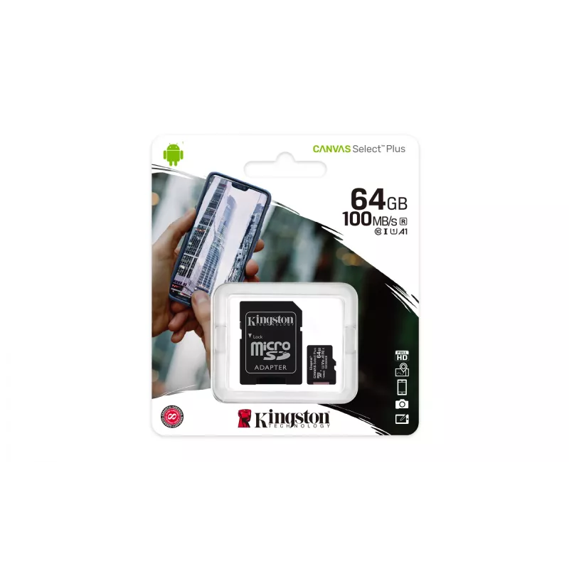 Kingston Technology Canvas Select 64GB micSDXC Plus 100R A1 C10 Karte + ADP