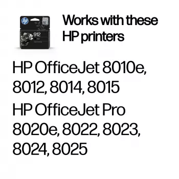HP 912 Schwarze Original-Tintenpatrone, Schwarz, 1 St., 250 Seiten
