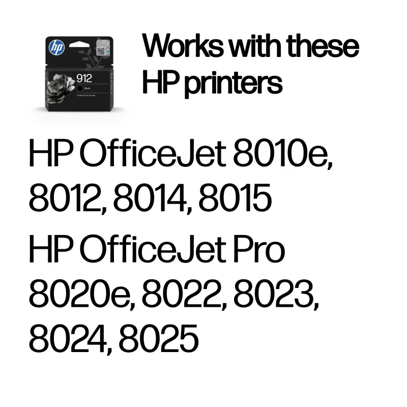 HP 912 Schwarze Original-Tintenpatrone, Schwarz, 1 St., 250 Seiten